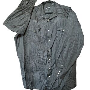 Roper Western Wear Pearl Snap Shirt Black Striped Poly Cotton Blend Mens 2XT